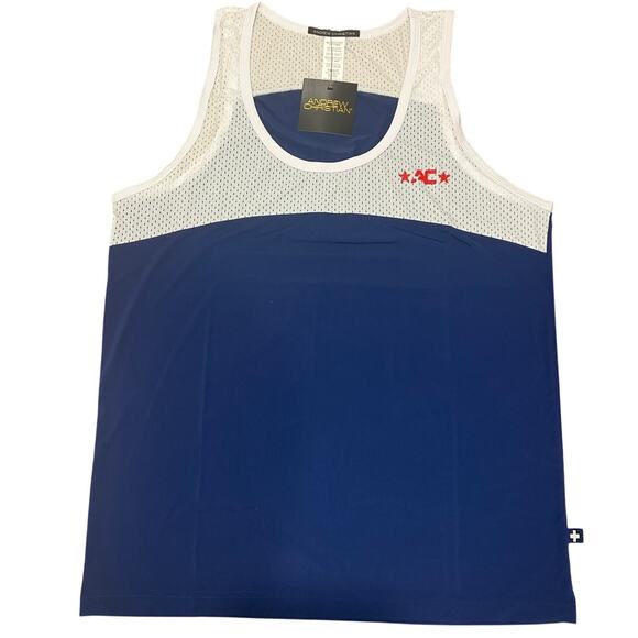 Andrew Christian Stretch Gym Tank Navy Large - Picture 5 of 10